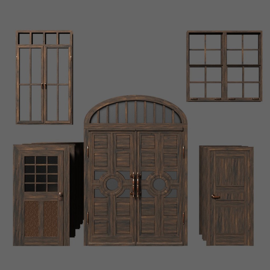 Aged doors and windows pack preview image 1